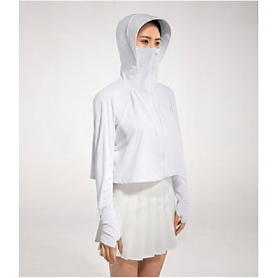 Áo Chống nắng nữ Điều Hoà Chống Tia UV UPF50+ vải thun lạnh có mũ rộng vành dáng ngắn croptop