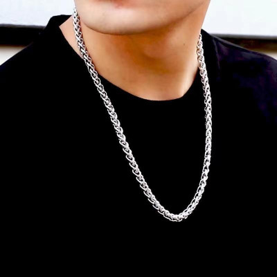 Dây chuyền titan nam cao cấp thời trang thép không gỉ bông dừa trangsucpt cỡ 7mm trắng PTDCNA170