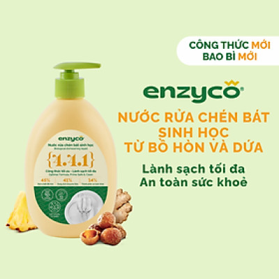 Nước rửa chén bát sinh học ENZYCO 465ml - Chiết xuất Bồ hòn và Enzyme Dứa