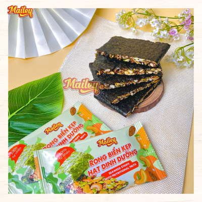 Rong biển kẹp hạt dinh dưỡng Mailey Hộp 120g - hỗ trợ ăn kiêng giảm cân, bánh ngũ cốc dinh dưỡng