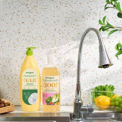 Nước rửa chén bát sinh học ENZYCO 850ml - Chiết xuất Bồ hòn và Enzyme Dứa