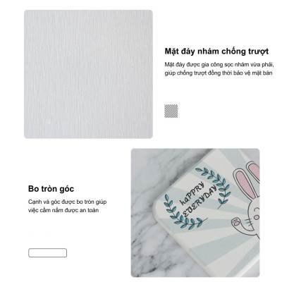 Miếng lót ly - Tấm lót ly, cốc siêu hút nước bằng đất xốp Diatomite họa tiết, thông điệp dễ thương