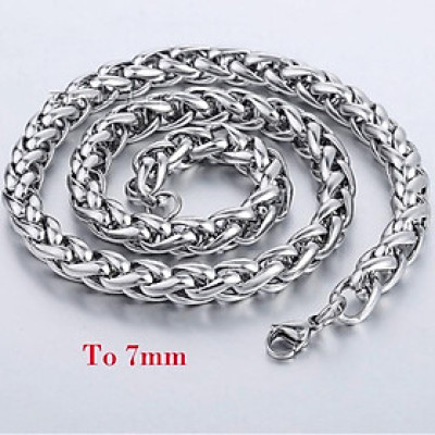 Dây chuyền titan nam cao cấp thời trang rẻ inox thép không gỉ kiểu bông dừa trangsucpt 7mm PTDCNA170