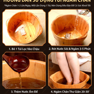 Bịch 28 Vị Thảo Dược Ngâm Chân Túi Lọc Đông Y 650g Tán Bột Thải Độc Giảm Stress Ngủ Ngon Chống Hôi Chân 