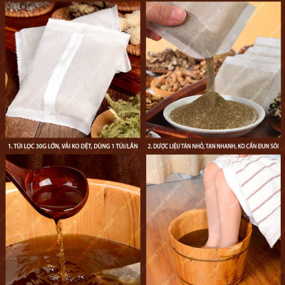 Bịch 28 Vị Thảo Dược Ngâm Chân Túi Lọc Đông Y 650g Tán Bột Thải Độc Giảm Stress Ngủ Ngon Chống Hôi Chân 