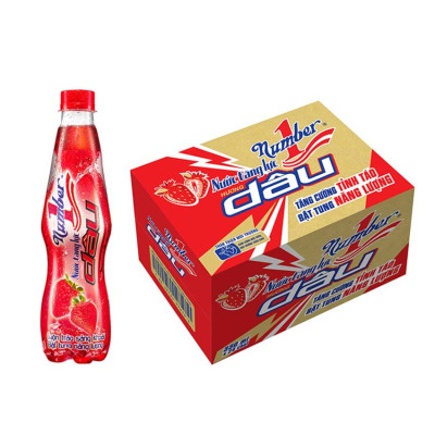 Thùng 24 chai Nước tăng lực Number 1 hương dâu chai PET 330 ml