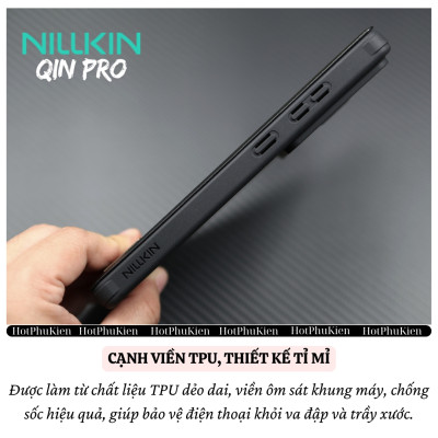 Bao da chống sốc ngăn đựng thẻ card cho Samsung Galaxy S25 Ultra / S25 Plus hiệu Nillkin Qin Pro - Da PU cao cấp, Viền TPU, sang trong, nắp trượt bảo vệ camera - Hàng nhập khẩu
