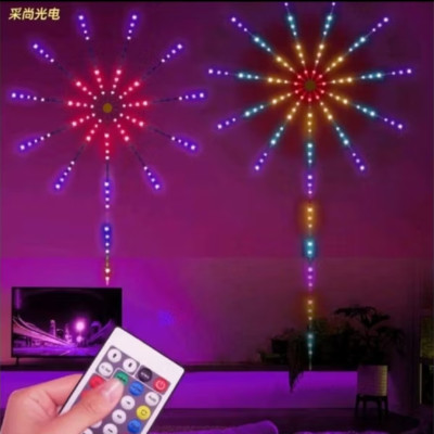 BỘ ĐÈN LED PHAO HOA DÁN TƯỜNG TRANG TRÍ SÁNG HIỆU ỨNG MÀU SẮC CỰC ĐẸP CÓ ĐIỀU KHIỂN TỪ XA