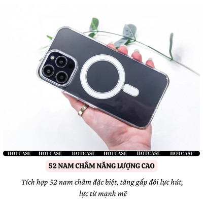 Ốp lưng trong suốt magnetic chống sốc cho iPhone 16 Pro Max/ 16 Plus / 16E / 16 Pro hiệu HOTCASE N52 Mag - Viền TPU, lực hút từ tính mạnh mẽ, Mặt lưng PC chống ố vàng - Hàng nhập khẩu