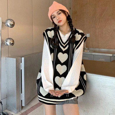 Áo Gile len form rộng hình trái tim thời trang Hàn Quốc