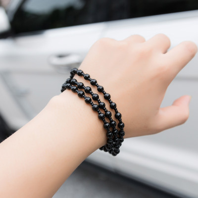 Chuỗi Vòng Tay Phong Thủy Dành Cho Cả Nam và Nữ - VT0009 -  Đá Obsidian Chống Ăn Mòn, Phai Màu - Phát Tài Phát Lộc