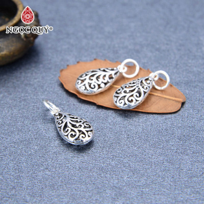 Charm treo giọt nước họa tiết hoa văn - Ngọc Quý Gemstones