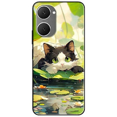 Ốp lưng cho Vivo Y03 - Y03T - Y18 - Y18S - Y18T - Y27 5G - Y28 4G - Y36 - Mèo Tam Thể Lá Sen - Hàng Chính Hãng