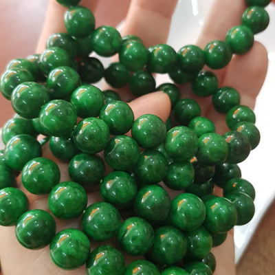 Vòng đeo tay nữ đá cẩm thạch xanh đậm 10mm đẹp  Nữ mệnh mộc hỏa thủy đeo may mắn tài lộc rẻ đẹp ạ