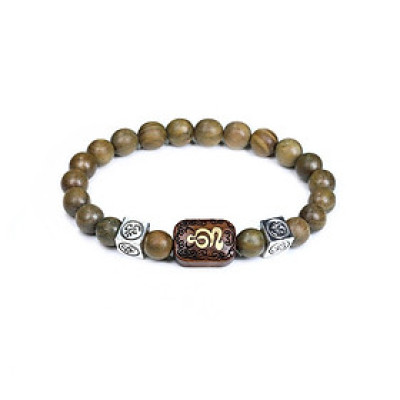 VÒNG TAY CHUỖI HẠT CHỮ OM GỖ ĐÀN HƯƠNG PHONG CÁCH TÂY TẠNG