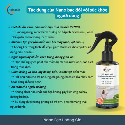 Dung Dịch Xịt Khử Mùi Khử Khuẩn Điều Hòa Máy Lạnh Nano Bạc Hoàng Gia 200ml - An Toàn & Hiệu Quả