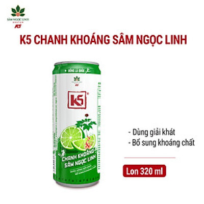 Nước Tăng Lực K5 Sâm Ngọc Linh Lốc 6 Lon Vị Chanh Khoáng (320ml/Lon)