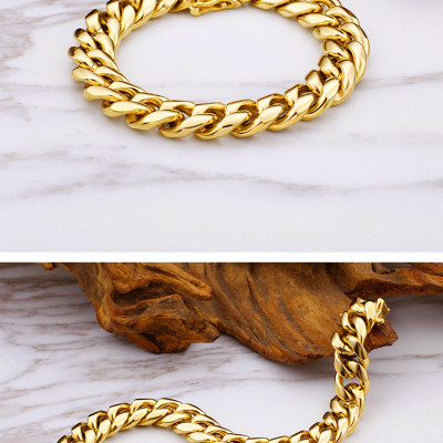 Lắc tay nam bằng Titan tinh khiết mạ 18k kiểu khoen lật - RF76