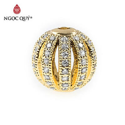 Charm hợp kim đính đá kẻ sọc dưa hấu - Ngọc Quý Gemstones