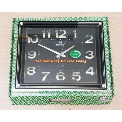 Đồng Hồ Treo Tường KIM TRÔI EASTAR Cao Cấp Mặt Chữ Nhật Ánh Kim – Mặt Kính 3D Tràn Viền – Bộ Số Nổi 3D