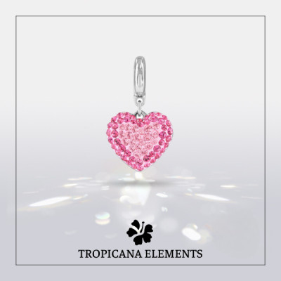 Vòng Tay Tropicana Phối Charm Swarovski Pha Lê Trái Tim Màu Hồng
