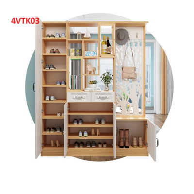 Vách ngăn phòng khách, vách ngăn tủ kệ bằng gỗ 4VTK03 - Nội thất lắp ráp Viendong adv