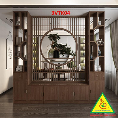 Vách ngăn phòng khách nhà bếp, Tủ kệ vách ngăn phòng 3VTK04 - Nội thất lắp ráp Viễn Đông ADV