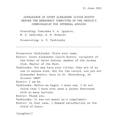 A Gentleman In Moscow