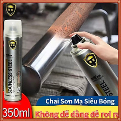 Sơn Bạc Mạ Crom màu inox Sáng Bóng 350ml sơn chịu nhiệt sơn bô xe chuyên dụng
