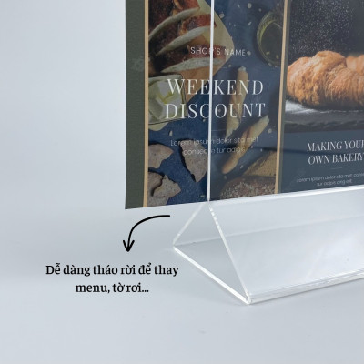 Kệ mica 2 mặt Enter E05 100x150mm chân tam giác