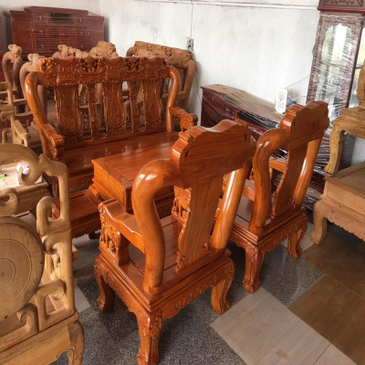 Bộ bàn ghế Minh Quốc Voi gỗ Gõ Đỏ