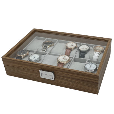 Hộp Đựng Đồng Hồ 12 Ngăn SAIKE SAIKE S122 Mẫu Hộp Mới Màu Vân Gỗ