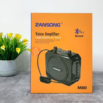 Loa trợ giảng Zansong M80 - Máy trợ giảng kèm micro cài tai không dây - Kết nối Bluetooth 4.2, AUX, USB, SD card, FM - Công suất 10W, điều chỉnh được echo - Pin sạc dung lượng lớn thời gian dùng lên đến 6h - Âm thanh rõ ràng, sắc nét - Hàng nhập khẩu