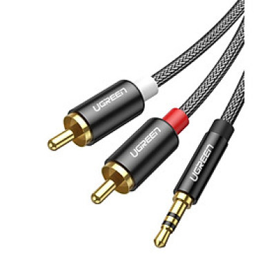Cáp 3.5mm ra 2RCA hoa sen âm thanh Stereo bọc nhôm chống nhiễu màu đen 3M Ugreen  116AT60242AV Hàng chính hãng