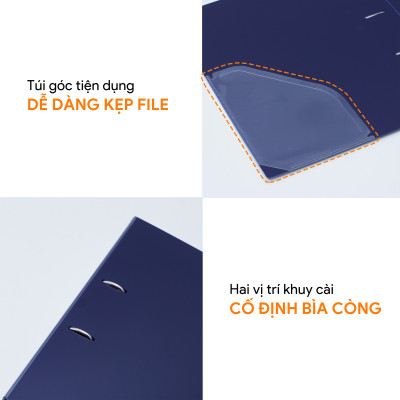 Bìa còng bật A4 5cm-7cm, File càng cua nhẫn chất liệu nhựa PP thương hiệu AO+, màu OFF (WB235/WB237)