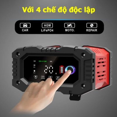 Sạc ắc quy thông minh FOXSUR tự động 12v - 24v dòng sạc 20A sạc bình 4A - 300A ô tô xe máy xe tải pin sắt LiFePO4 tự ngắt khi đầy