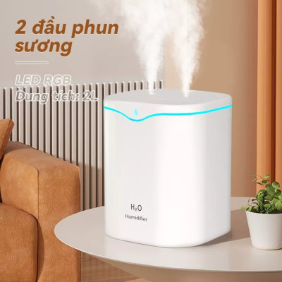máy tạo ẩm không khí 2000ML Máy khuếch tán hương thơm siêu âm USB Máy tạo sương mù làm mát