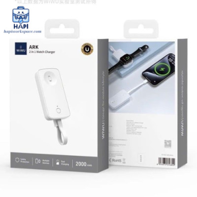 Sạc dự phòng không dây hàng chính hãng WiWU ARK 2-in-1 2000mAh Wi-M22: Sạc đồng hồ nhà "Táo", tai nghe, bàn phím, chuột