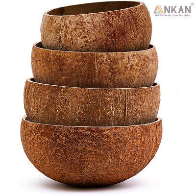 Bát Gáo Dừa Mộc Tự Nhiên ANKAN – Dùng Ăn Salad, Trái Cây, Ngũ Cốc – Chén Dừa Thủ Công Việt Nam