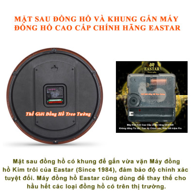 Đồng Hồ Treo Tường KIM TRÔI EASTAR Cao Cấp Có DẠ QUANG Mặt Tròn 25cm - Tặng Pin MAXELL