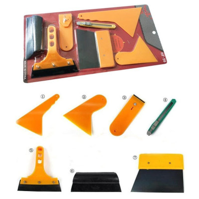 Bộ dụng cụ dán phim cách nhiệt, dán decal ô tô 7 món - dụng cụ cạo, tháo decal, phim cách nhiệt