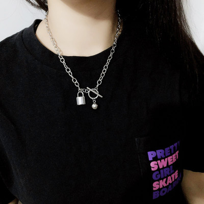 Vòng cổ dây chuyền gắn ổ khoá unisex