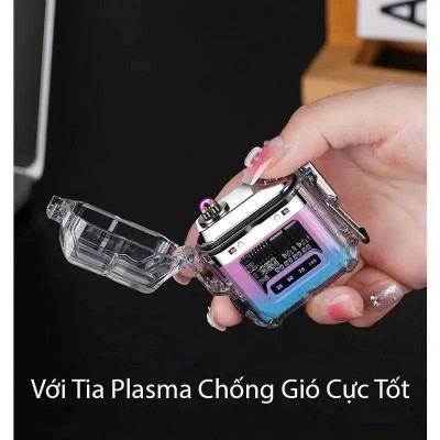 bật lửa điện plasma nhỏ gọn pin bền có đèn châm thước không sợ gió mưa