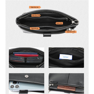 Clutch nam Ví cầm tay da bò thật BHM7334 Bền đẹp không bong tróc