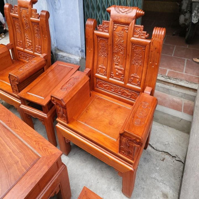 Bộ bàn ghế âu á hộp gỗ hương đá ( vách đục cây tứ quý ) 6 món