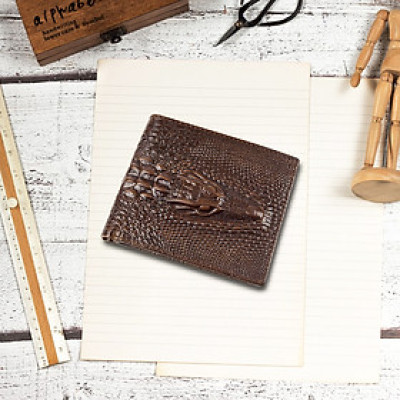 Ví nam ngang da bò thật BALZIO vân dập nổi 01 bền đẹp