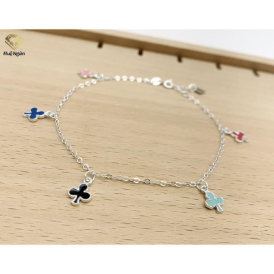 Lắc chân bạc Ý 925 Huệ Ngân-Cỏ Ba Lá May Mắn JL002