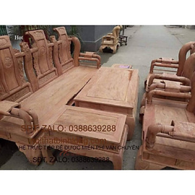 bộ bàn ghế phòng khách tần thủy hoàng gỗ hương đá tay 12