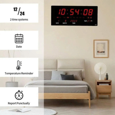 Đồng Hồ LED Vạn Niên Treo Tường Sang Trọng, Độc Đáo Có Lịch, Báo Nhiệt Độ, Báo Thời Gian