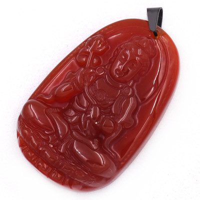 [Tuổi Ngọ] Mặt Dây Chuyền Phật Đại Thế Chí Bồ Tát Đá Mã Não Đỏ Size Nhỏ 3.6cm & Size Lớn 4.5cm - Tặng Kèm Móc Inox - Phong Thủy 868 - May Mắn - Bình An
